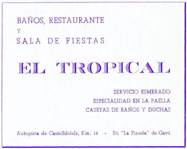 Anunci de la Discoteca Tropical de Gav Mar publicat en el Programa de la Fira dels Esprrecs de 1963